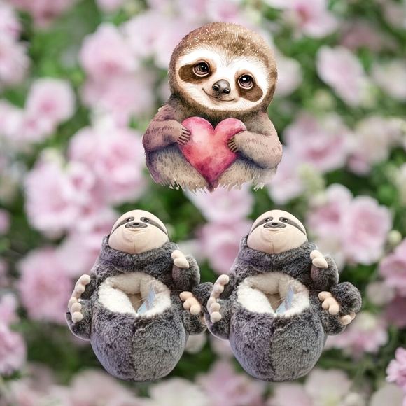 Target Shoes - Fluffy Teddy Bear Slippers Cute Fluffy Sloth Slippers Size 7/8 NWT